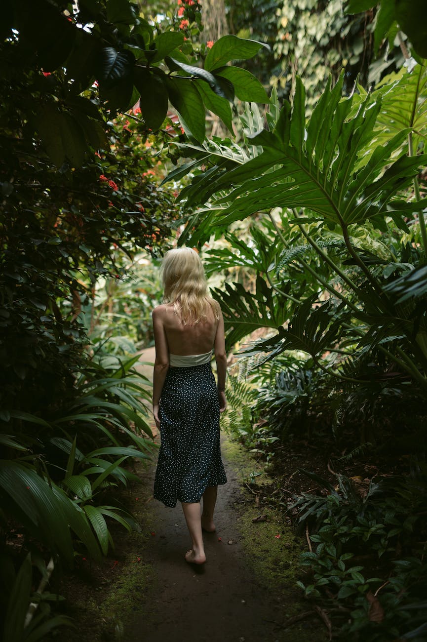 blonde woman in jungle